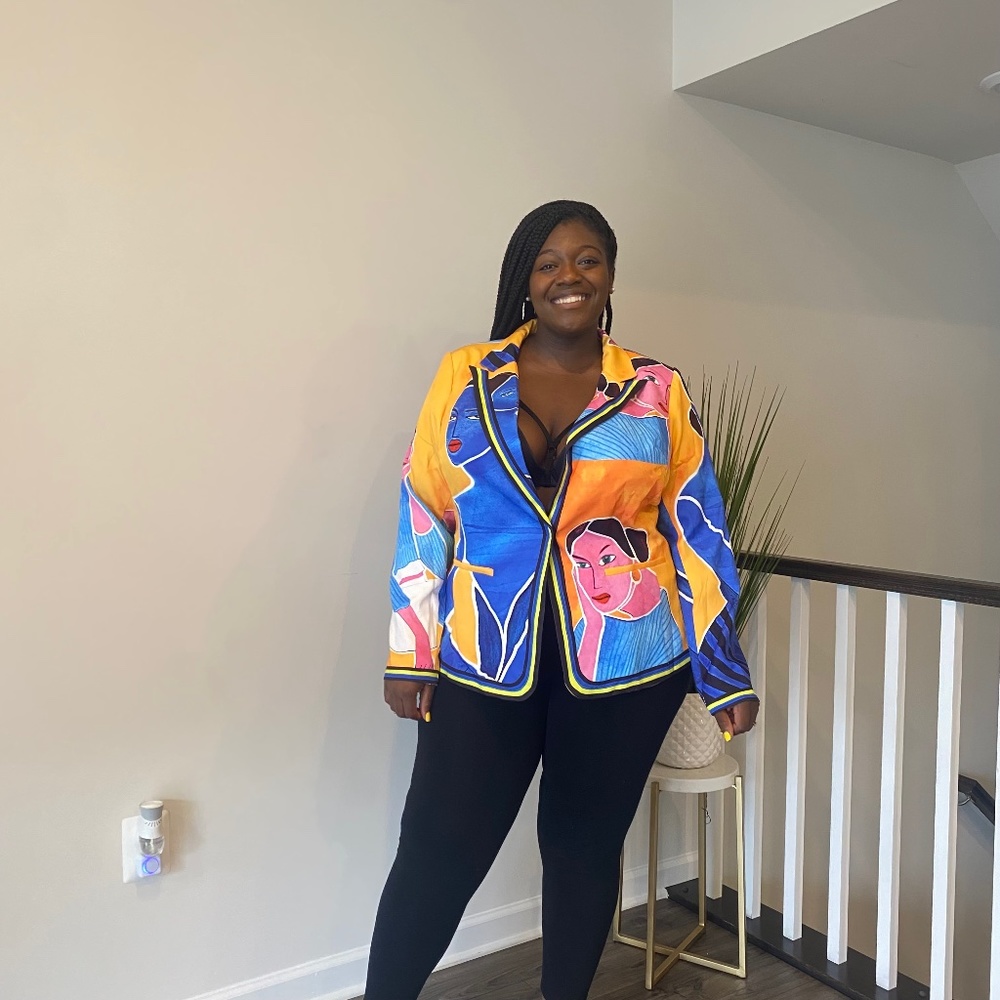 L'atiste Gold, Blue, and Pink Suit Jacket Set